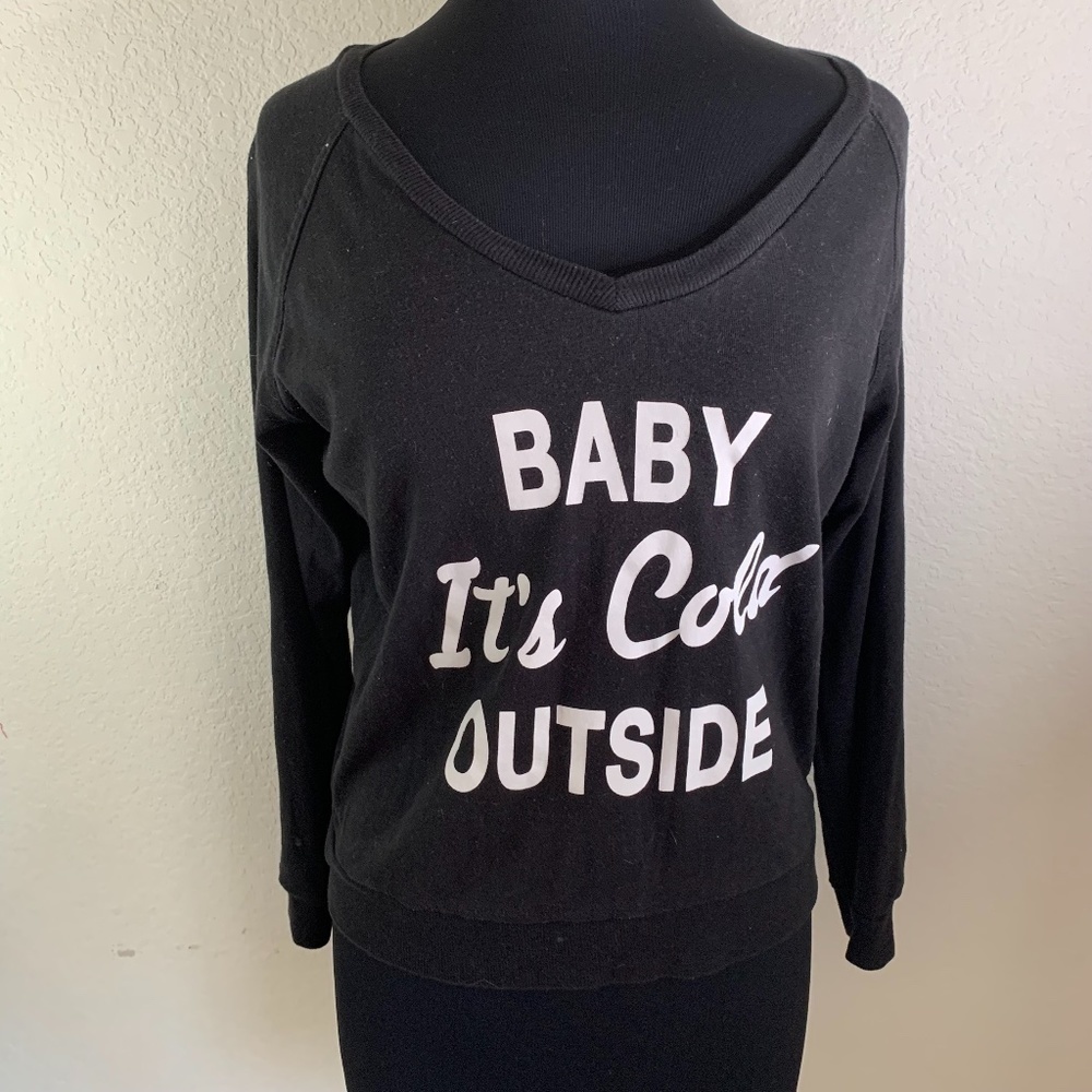 Bongo Baby It's Cold Outside Light Sweatshirt Black And White Size Small (1218)